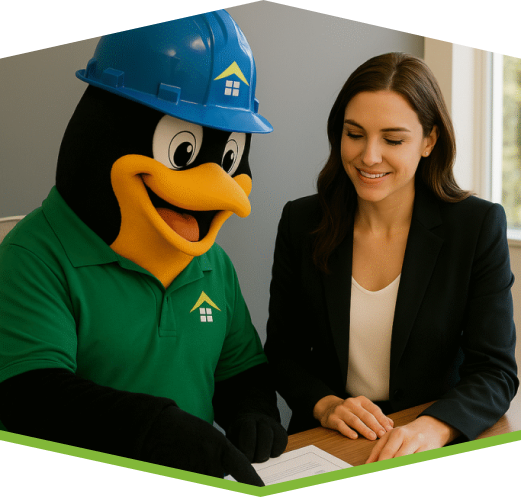 Friendly Penguin Helping Customer